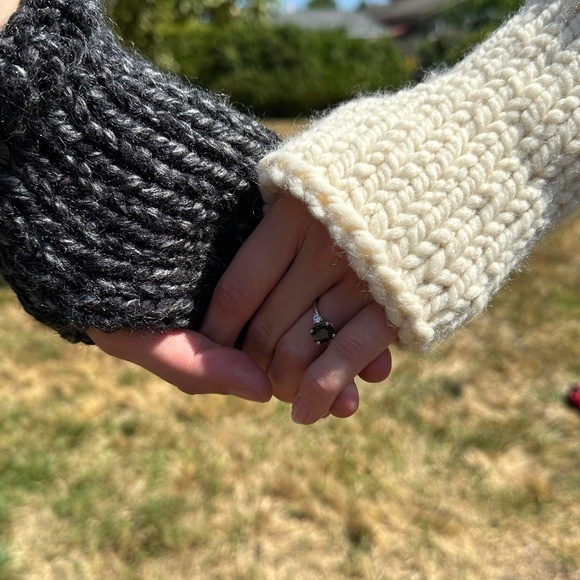 NWT Handknit Chunky Wool Fingerless Gloves ~ Unisex - Picture 7 of 7